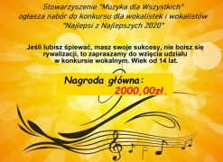 Obrazek: Nabór do konkursu wokalnego "Najlepsi z najlepszych" w ramach Festiwalu Muzyka dla Wszystkich
