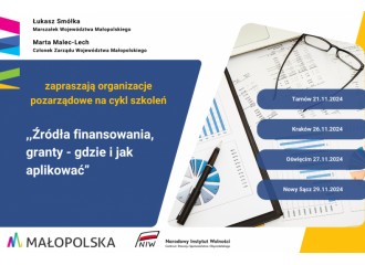 Obrazek: Źródła finansowania, granty – gdzie i jak aplikować – szkolenia dla małopolskich organizacji pozarządowych