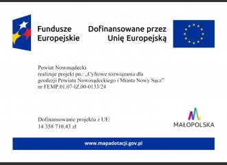 Obrazek: Projekt ,,Cyfrowe rozwiązania dla geodezji Powiatu Nowosądeckiego i Miasta Nowy Sącz”